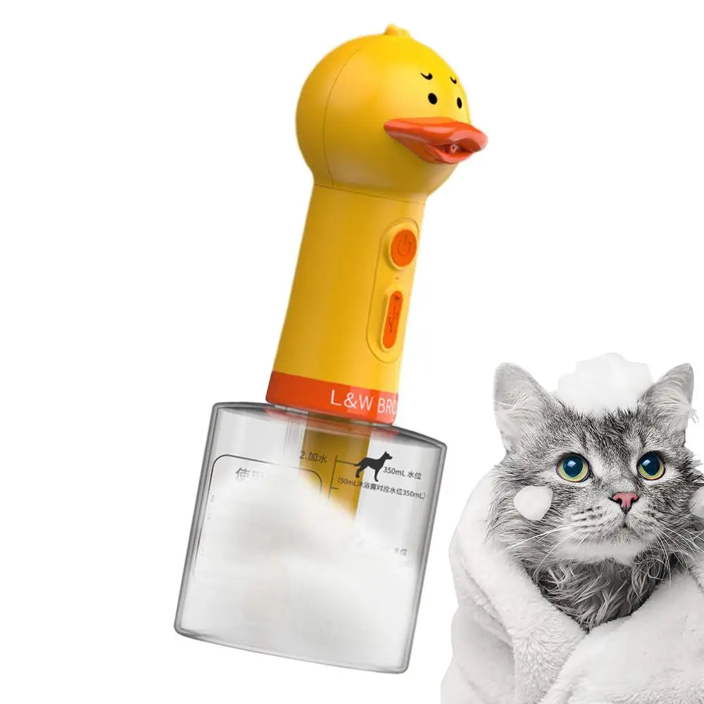 Yellow Duck Pet Cleaning Machine Type-C Charging Automatic Soap Dispenser Bathing Electric Foam Machine Pet Accessories