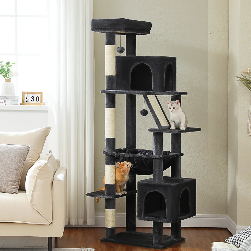 Large Cat Tree Tower Home Furniture Cat Tower Pets Hammock Sisal Cat Scratching Post Climbing Frame Spacious Perch