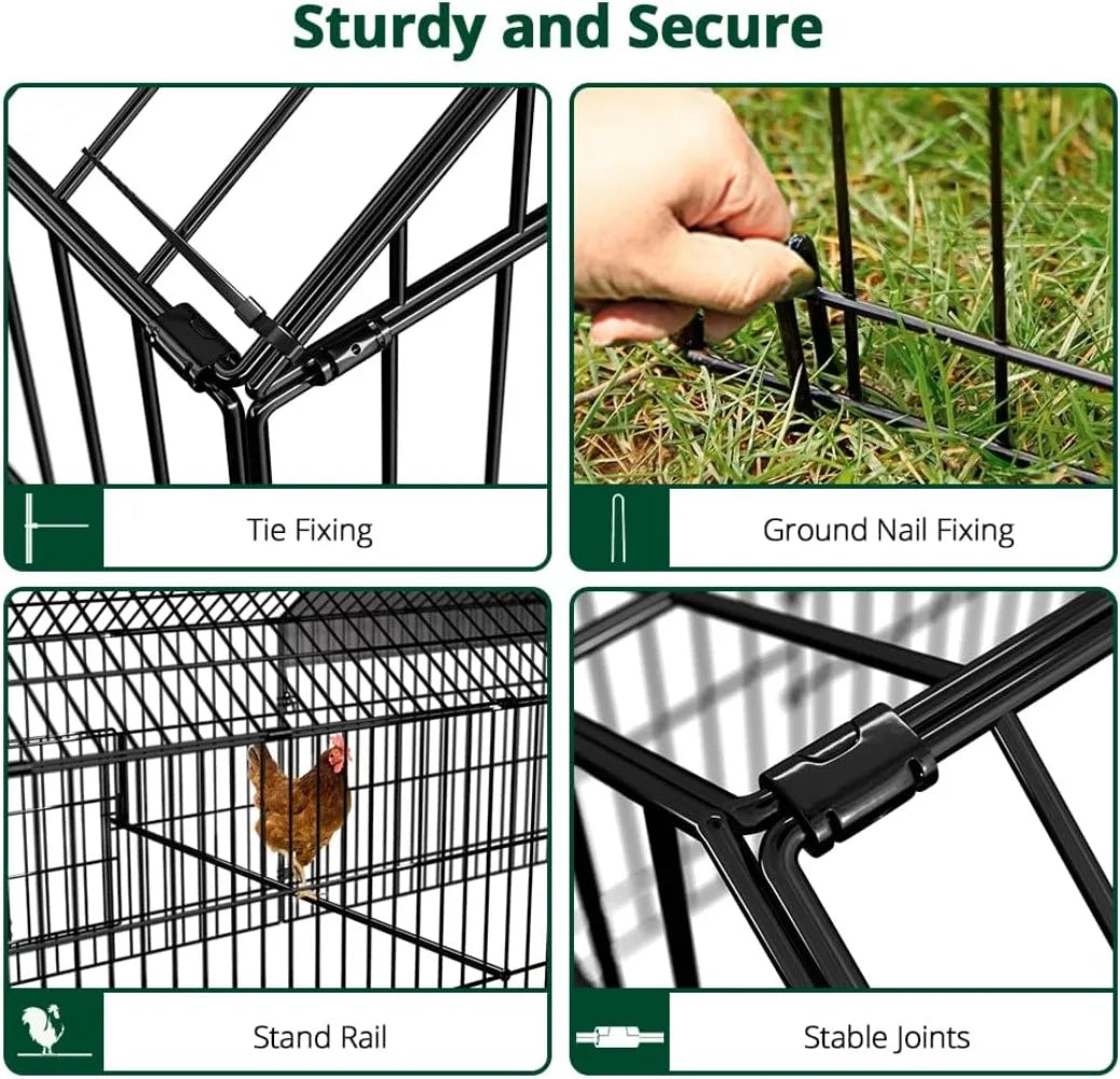 Chicken Coop 86"×40" Chicken Run Pen for Yard with Cover Outdoor Metal Portable Chicken Tractor Cage Enclosure Crate Outside