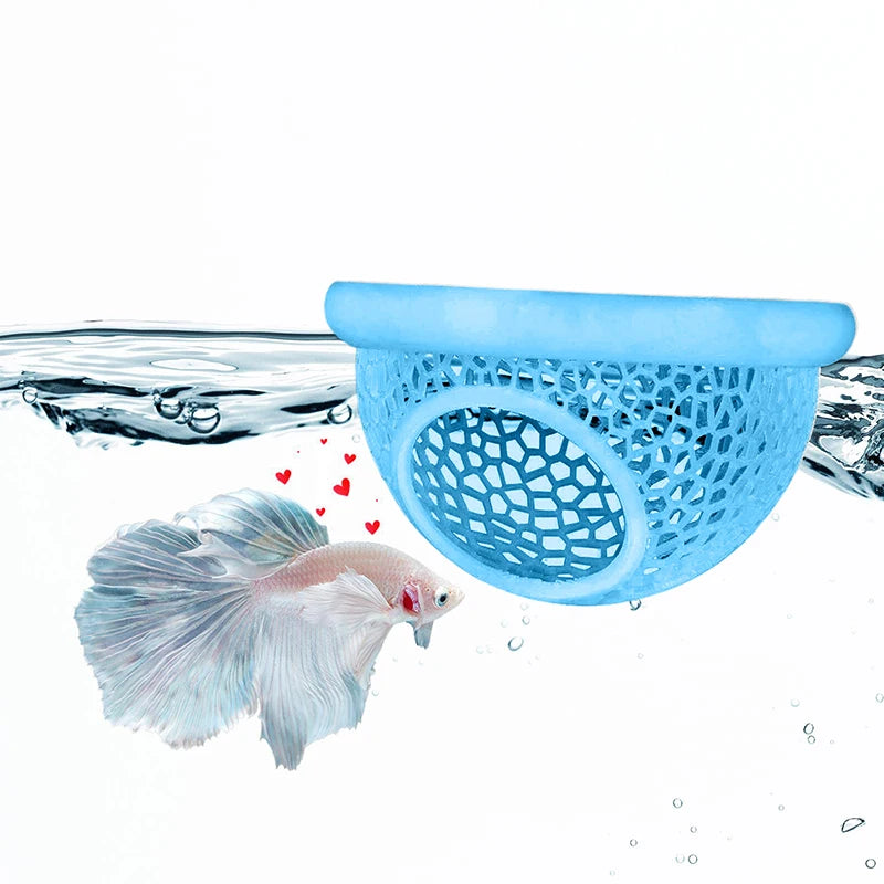 Floating Betta Hide & Shrimp Cave – 3-in-1 Aquarium Hammock, Floating Feeder Ring & Resting Spot – 3D Printed Betta Fish Decor