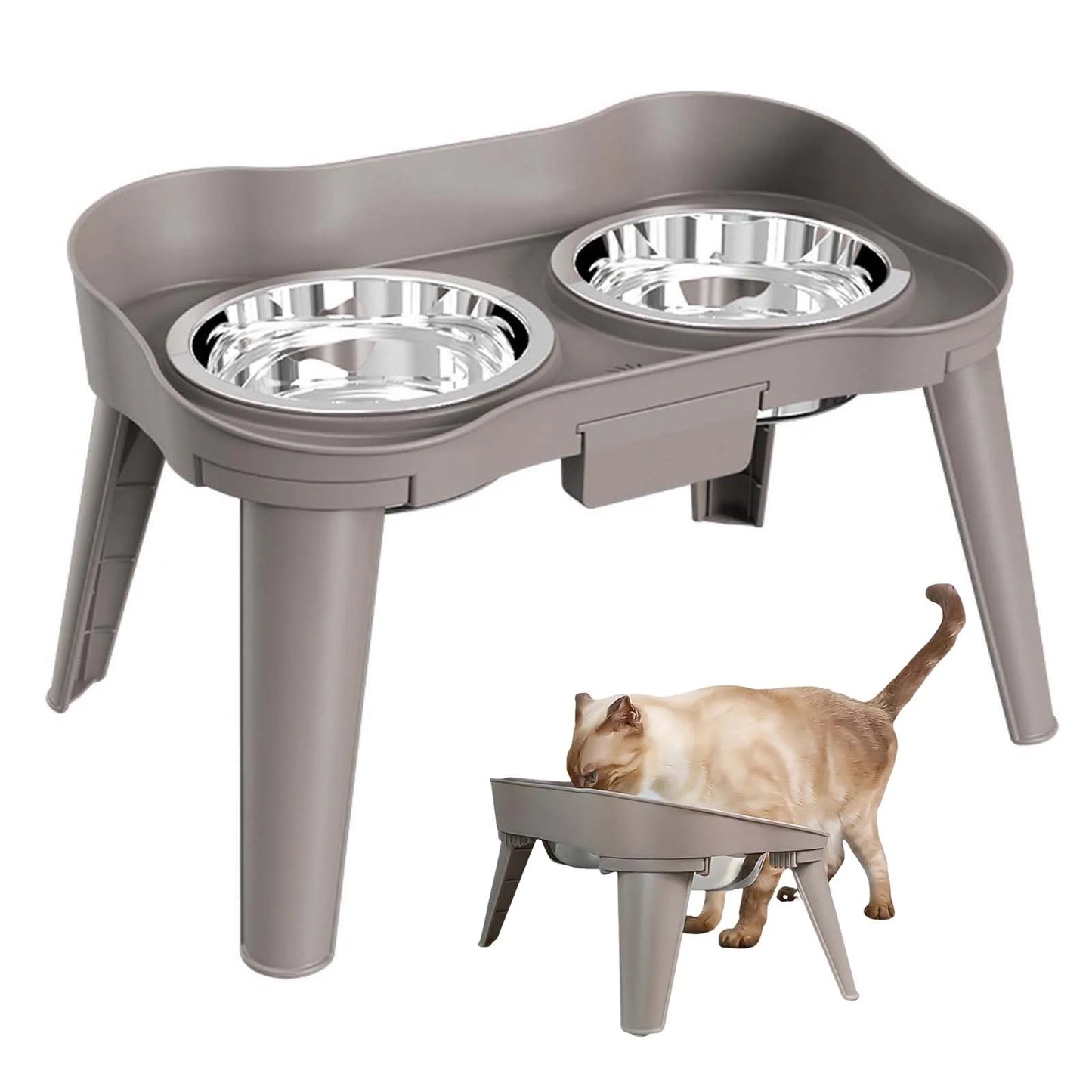 Raised Stand Elevated Dog Feeder Non-Slip and No Spill Design Bowl Pet Supplies Suitable for Improve Posture and Comfort cats