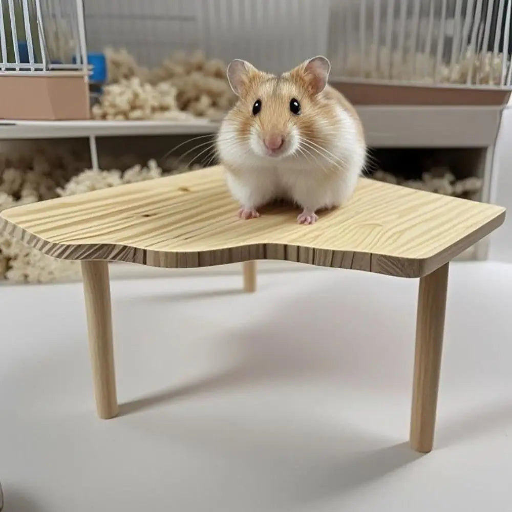 Wooden Hamster Platform Jumping Board Playground Small Pets Playing Stand Funny Fanshaped Table Hamster Climbing Toy