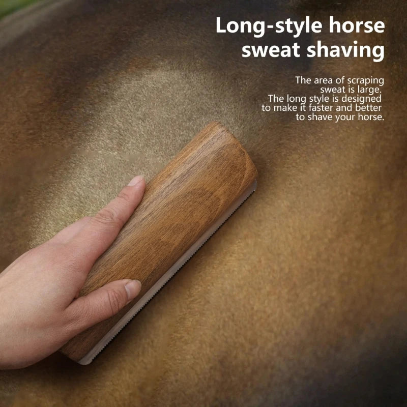 Horse Grooming Brush Scrapers Wooden Handle Horse Shedding Brush Grooming Tool Painlessly Removal of Loose Hair, Furs & Dirt
