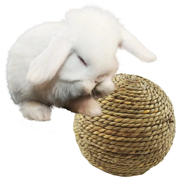 4PCS Pet Chew Toy Natural Grass Ball For Rabbit Hamster Guinea Pig For Tooth Cleaning Supplies Interactive Small Pet Toys