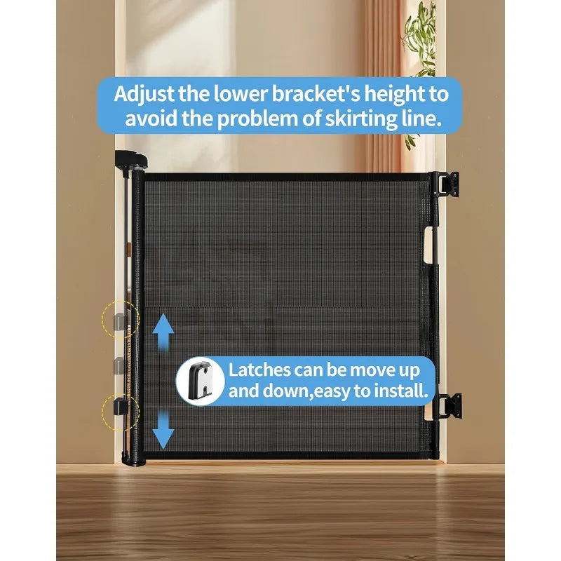 Retractable Baby Gate, Mesh Dog Gate,33" Tall ,Extends up to 55" Wide, Gate for Doorways