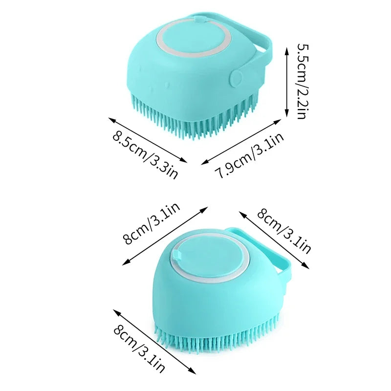 Soft Safety Bathroom Gloves Puppy Dog Cat Bath Massage Gloves Brush Silicone Comb with Shampoo Box Massager Comb Grooming Shower Brush