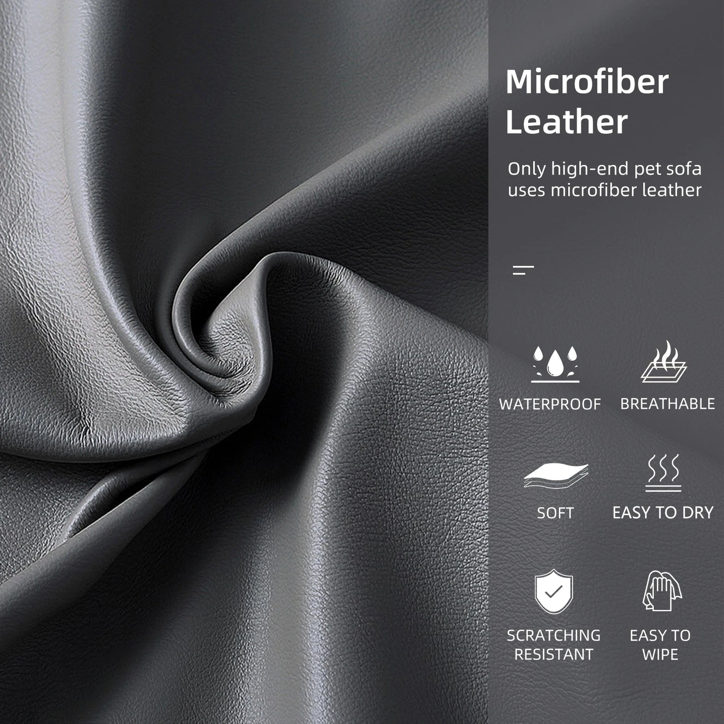 Elevated Luxurious Dog Bed Sofa Microfiber Leather Cover Extra Large with Removable Cushion