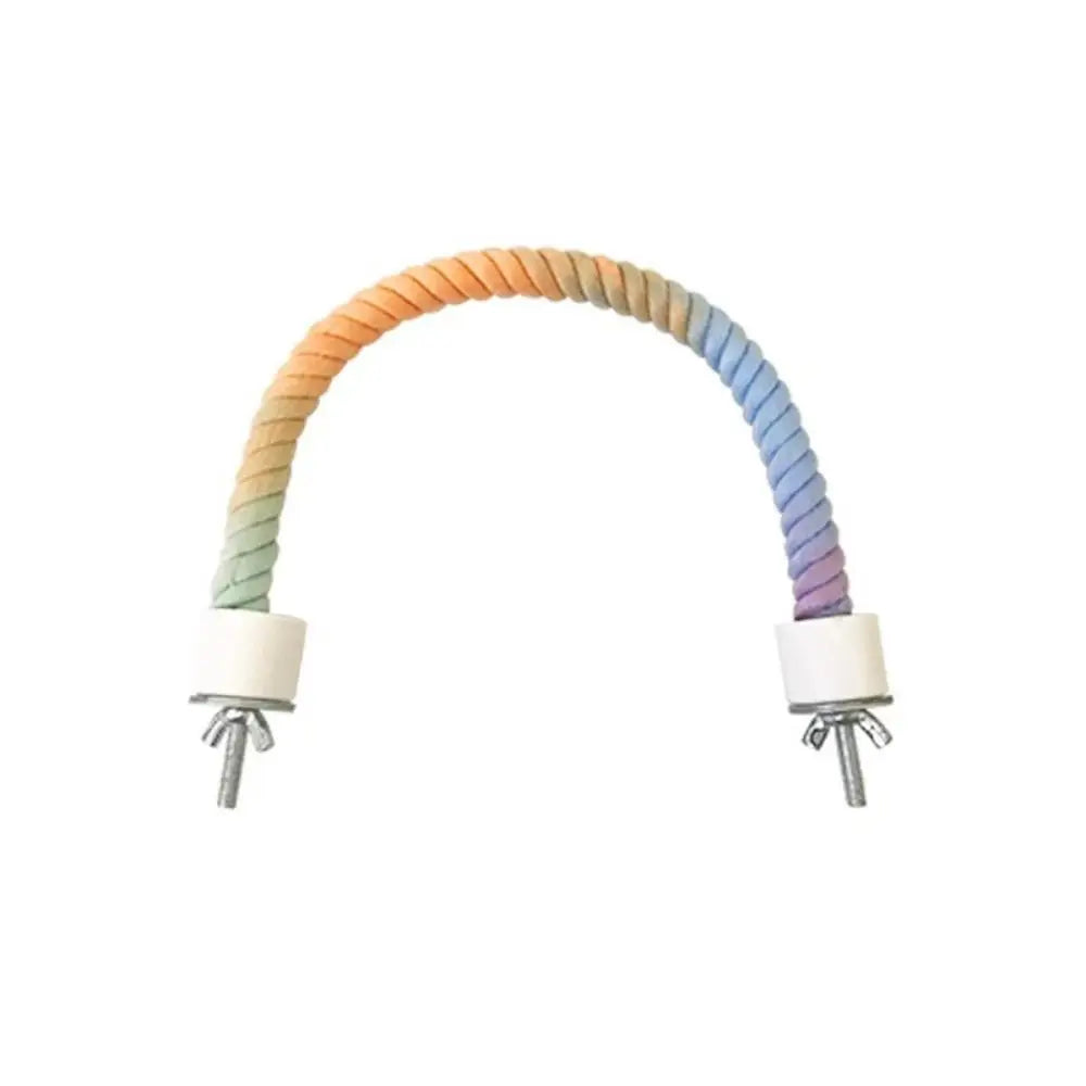 Screw Head Colored Cotton Parrot Pole Sturdy Hanging Clip Parrot Standing Woven Rope Rotating Comfortable Bird Bite Toy Climbing Pet