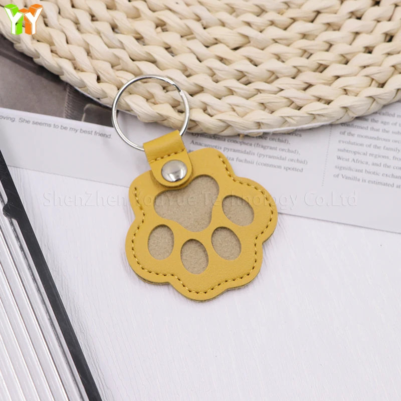 Leather Memorial Pet Hair Storage Bag Cat Paw Keychain Handmade Homemade Pet Memorial Keychain