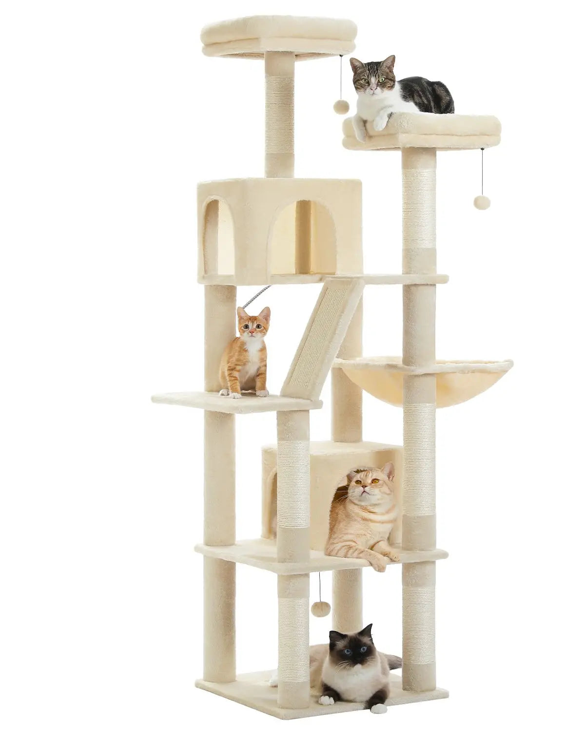 Large Cat Tree Tall Cat Tower for Indoor Cats Multi-Level Plush Cat Condo with Scratching Posts Scratching Posts Perches Caves