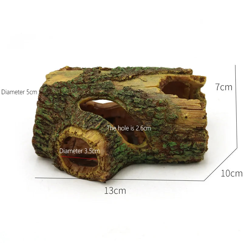 Resin Reptile Hide Cave Terrarium Decoration Lizards Snake Turtle Shelter Hide Rest Cave Reptiles Box Aquarium Landscape Decor