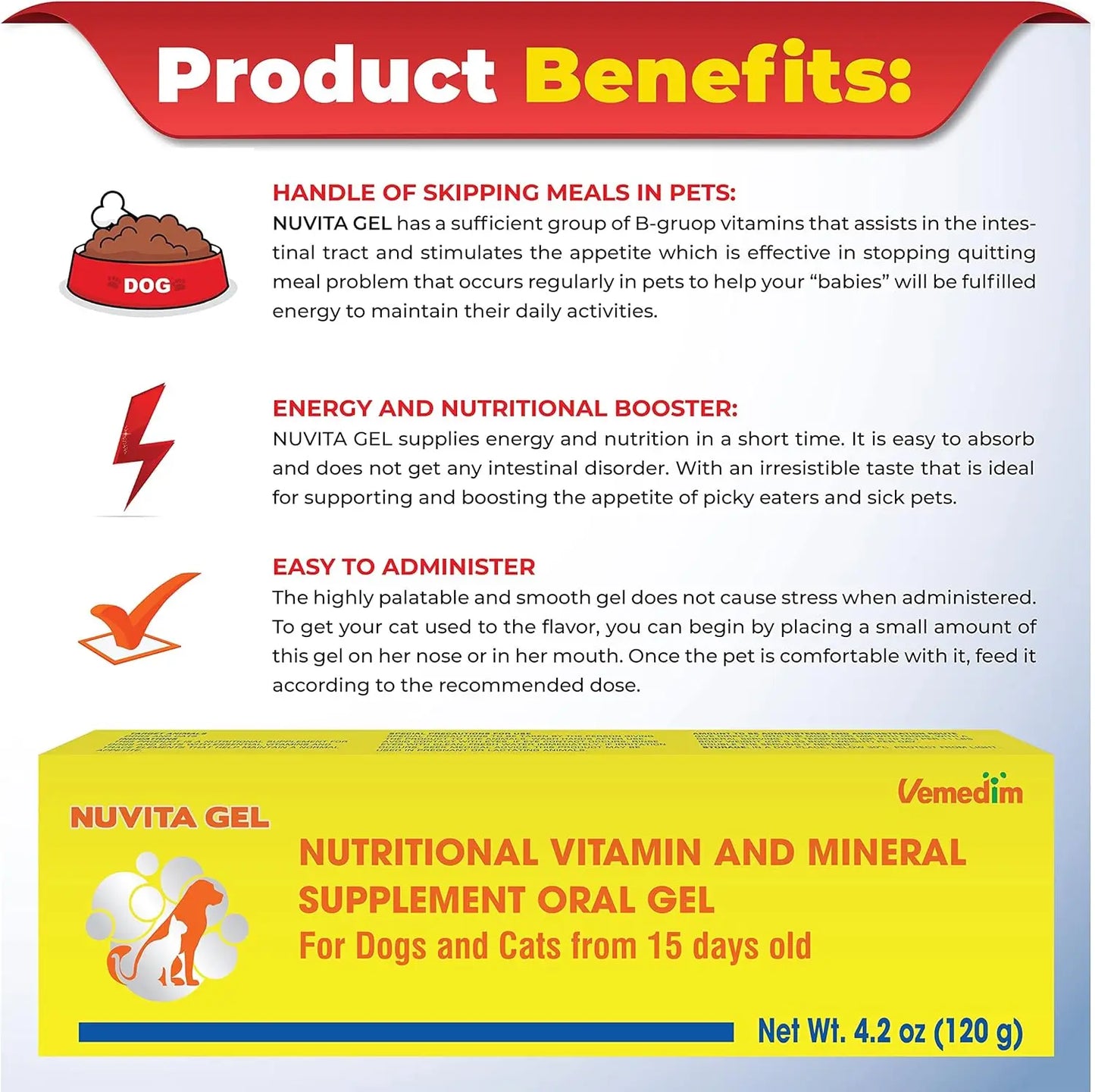 Premium Nutritional and Vitamin Gel for Dogs and Cats - Enhance Health, Boost Appetite, and Energize! Suitable for All Breeds
