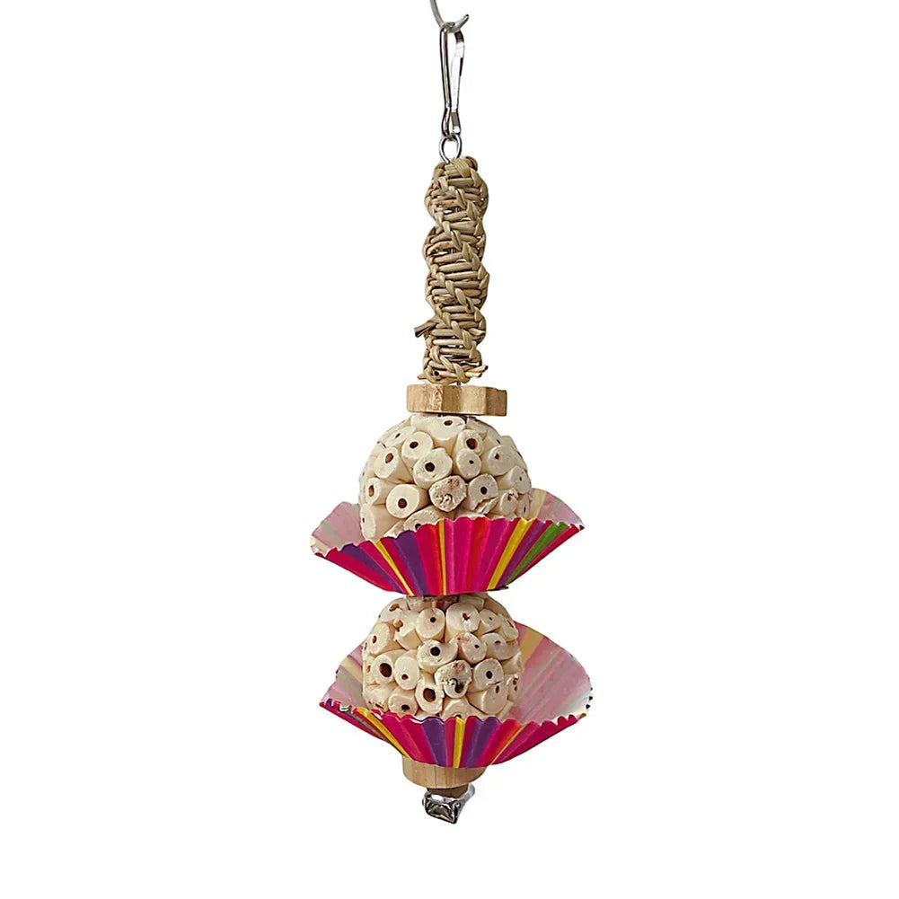 Parrots Supplies Bird Toys With Bell Natural Wooden Blocks Teething Chew Gift Chew Toy Parrot Toys For Parakeets Cockatiels Bird