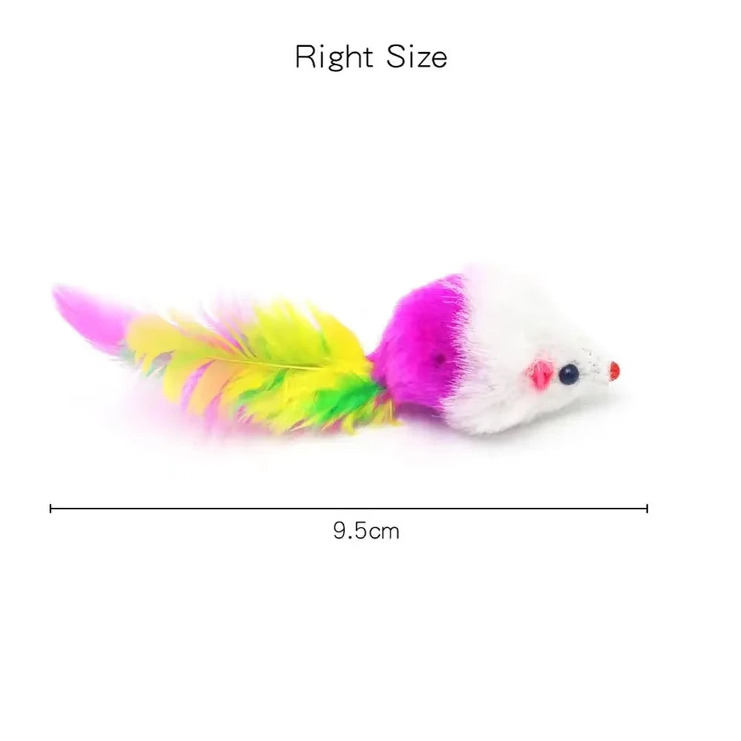 New Pet Cat Toys Interactive Cute Soft Fleece False Mouse Colorful Feather Funny Playing Training Toy for Cats Kitten Pet Supplies
