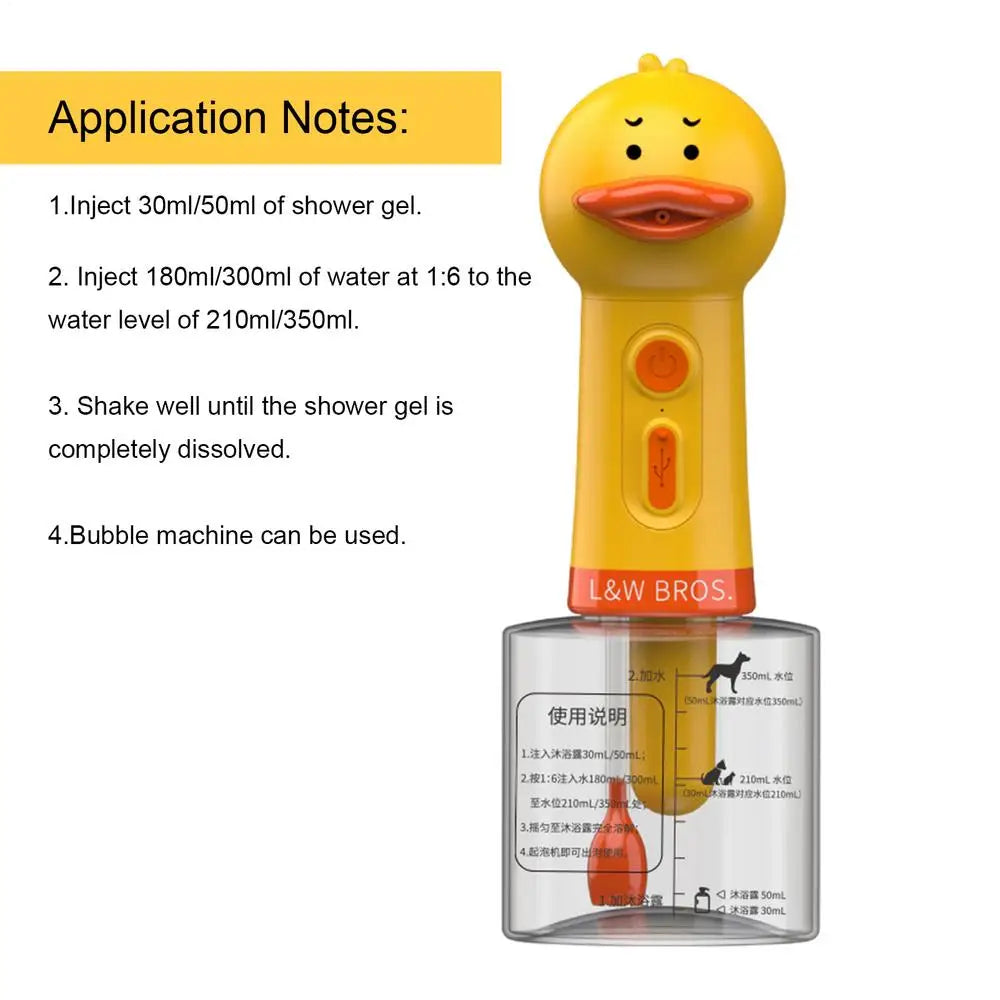 Yellow Duck Pet Cleaning Machine Type-C Charging Automatic Soap Dispenser Bathing Electric Foam Machine Pet Accessories