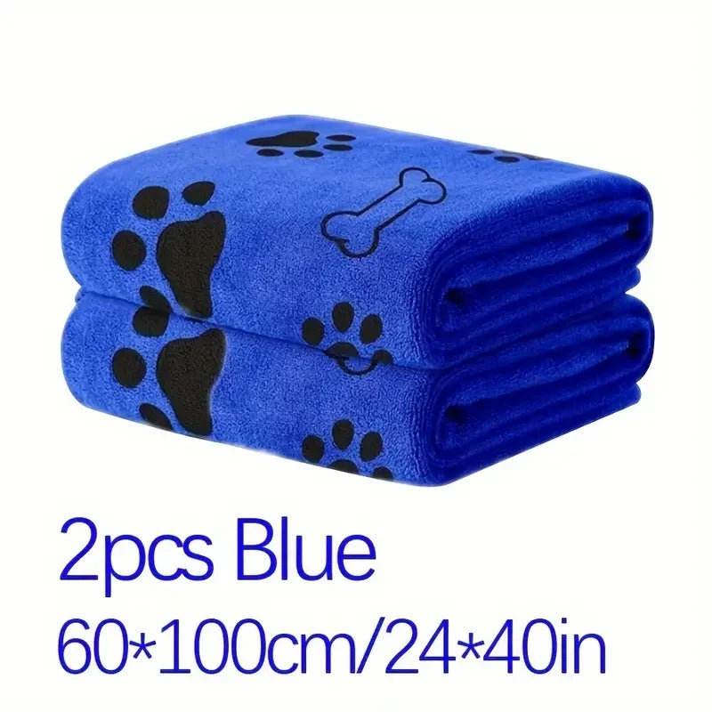 2pcs Soft Microfiber Dog Towels - Quick Dry, Absorbent Pet Bath & Grooming Towels For Dogs Pet Bath Drying Towels