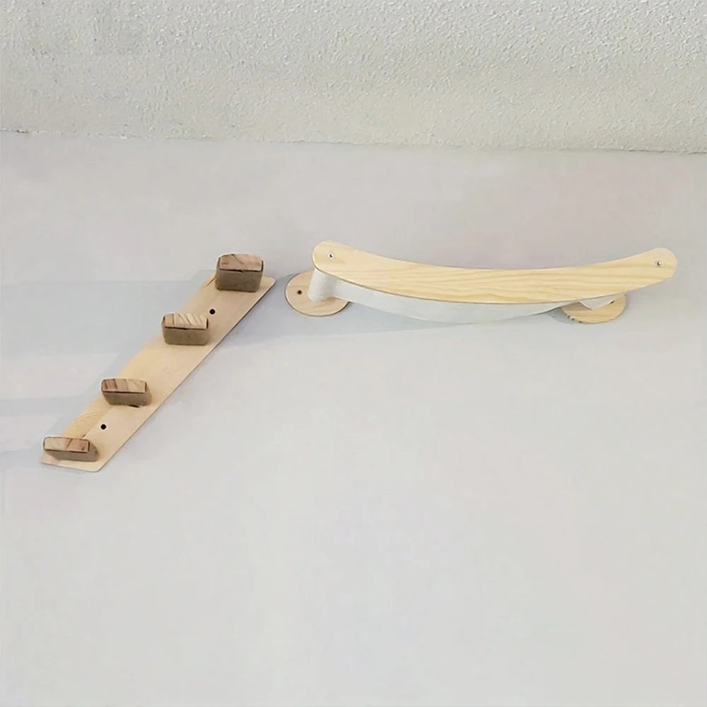 Cat Hammock and Stairway with Sisal Rope Wall Mounted Climbing Shelf Scratching Grinding Claws for Kitten Cats Furniture