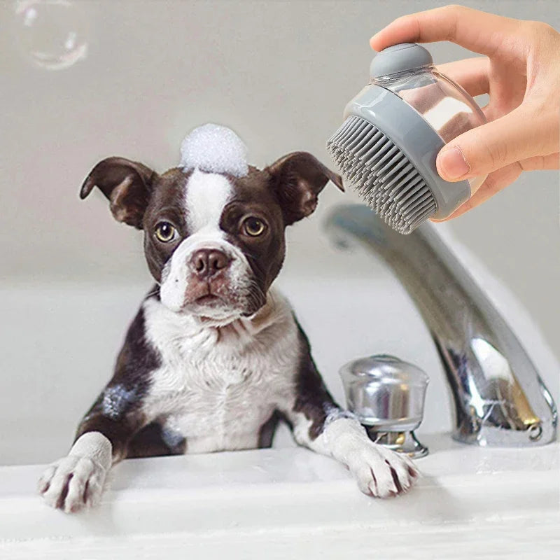 Soft Safety Bathroom Gloves Puppy Dog Cat Bath Massage Gloves Brush Silicone Comb with Shampoo Box Massager Comb Grooming Shower Brush