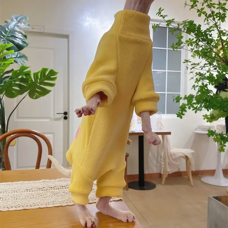 Fleece Coat for Sphynx Cat Warm Sweatshirt 4-legged Jumpsuit