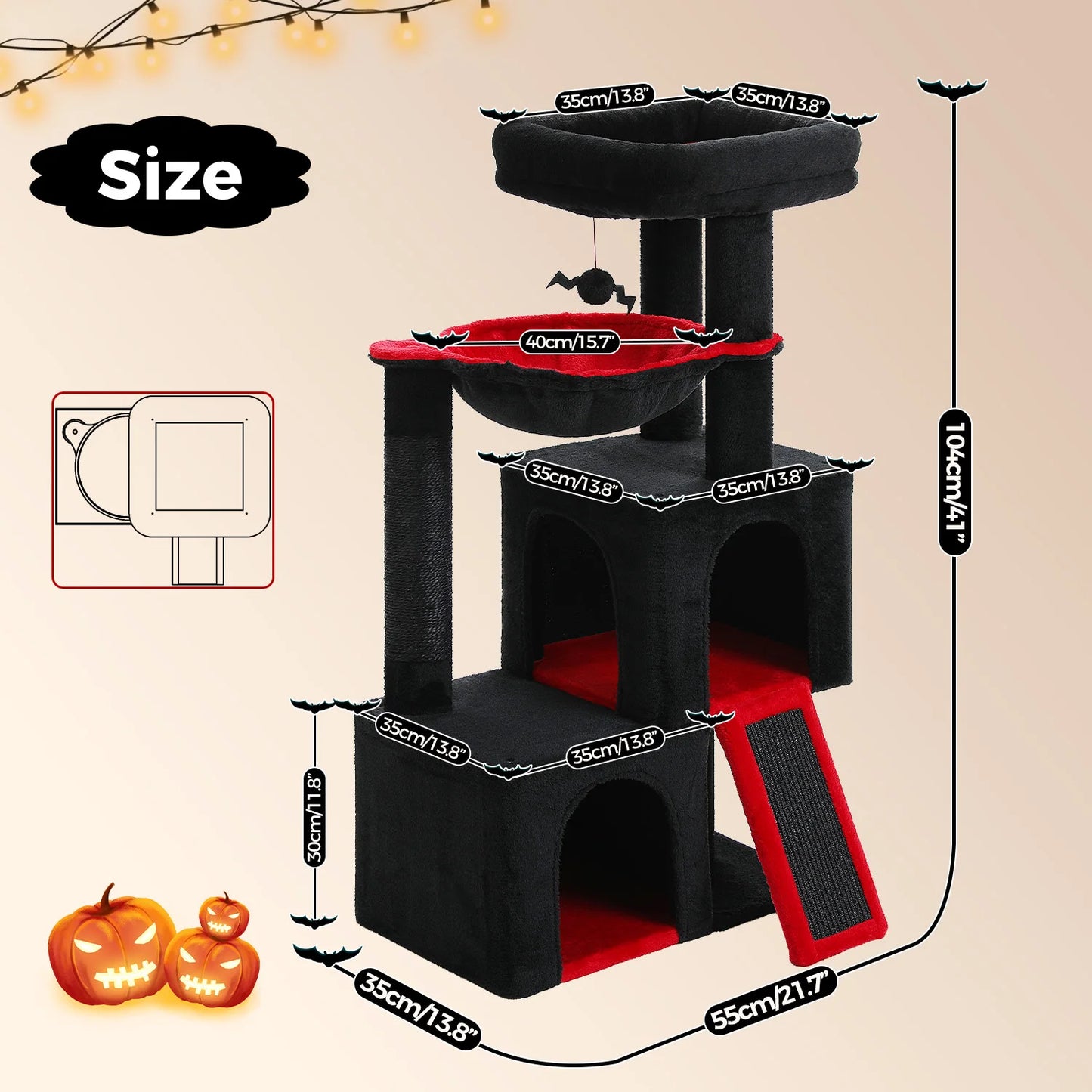 Large Cat Tree Indoor Cats, Multi-Level Cat Tower with Sisal Scratching Post, 2 Spacious Condos, Cat Toys