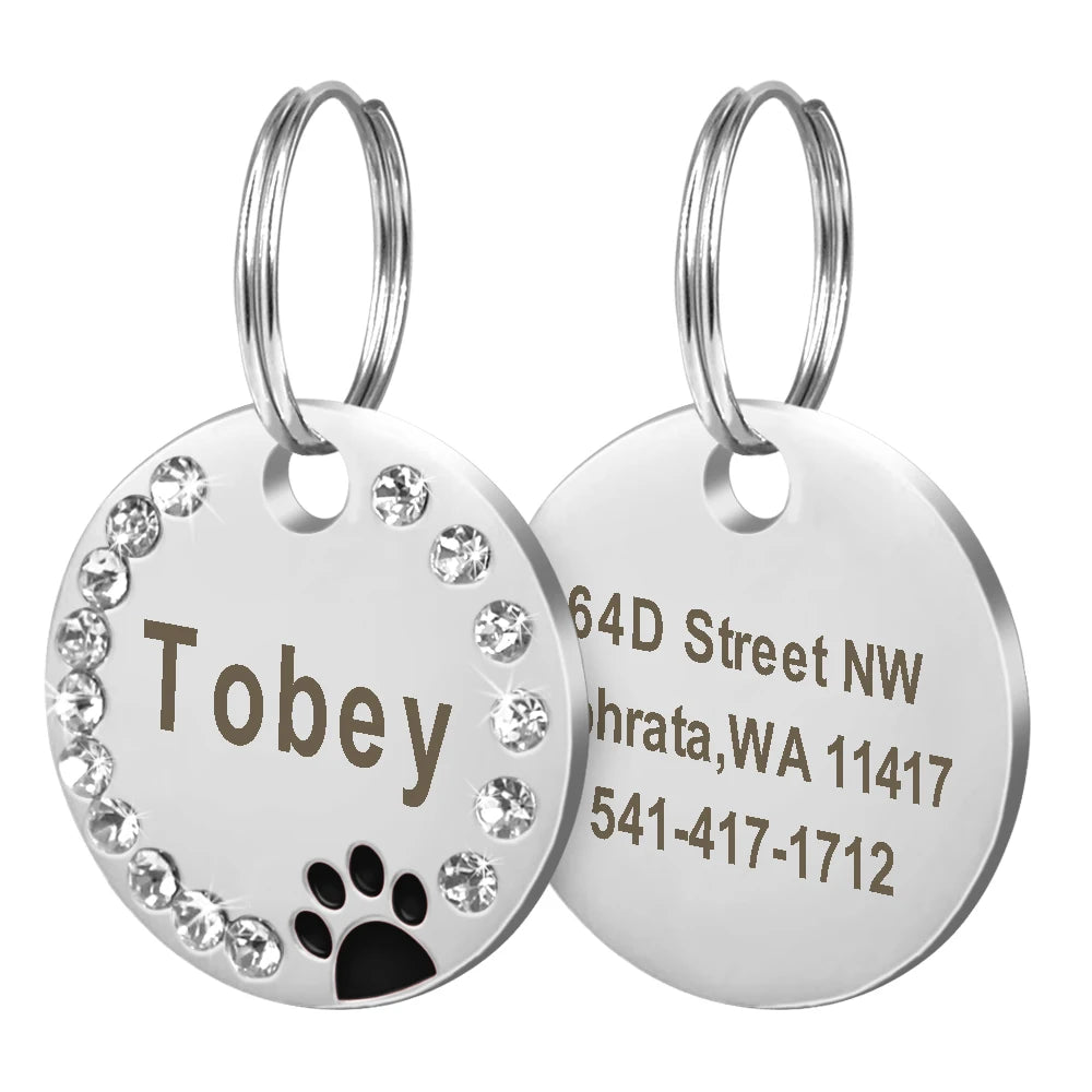 Cute Cat Tag Small Dog ID Tags Free Engraved Name Cats Kitten Name Tag Anti-lost Pet Collar Pendant Fish Shape & Cat Face Tags