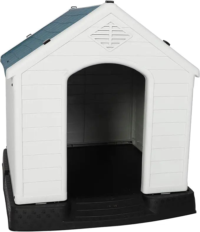 Dog Kennel Outdoor Waterproof Rainproof Pet House Crate with Door Indoor Plastic Puppy Cage, Medium