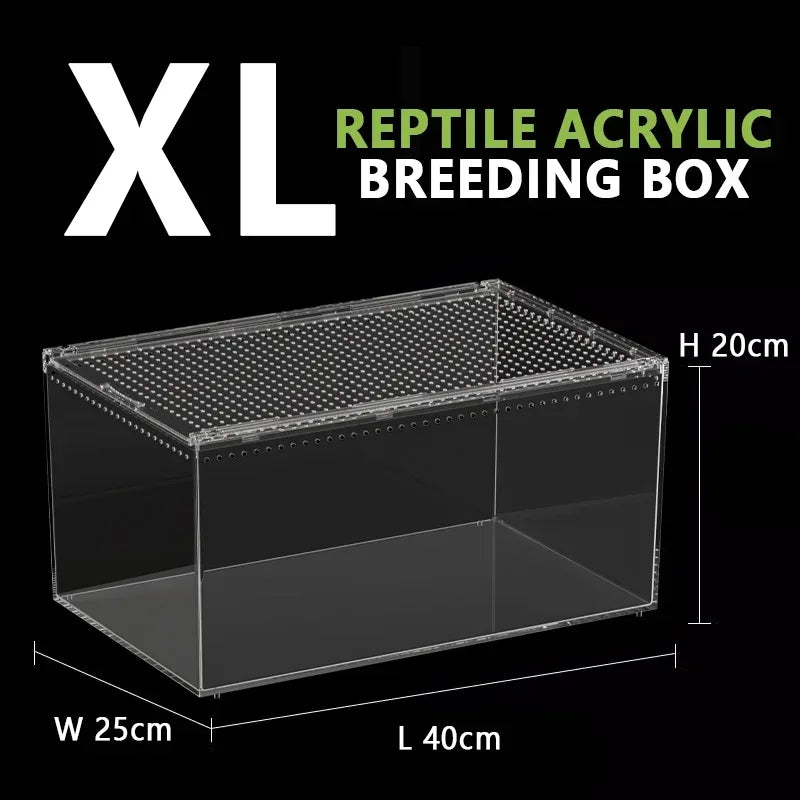 Reptile Anti-Escape Breeding Box Acrylic Transparent Breathable Amphibian Tank for Turtle Spider Lizard Snake Frog Reptiles Cage