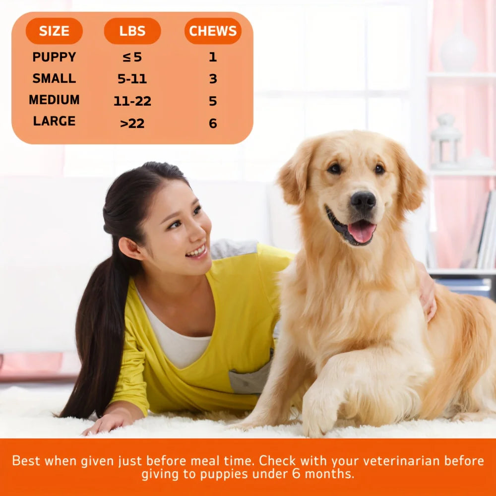 120 Chews - 1 Pack(1 x 180g/6.35oz) 180g/6.35oz - Tender Touch Calming for Dogs - Help Natural Dog Anxiety for Everyday Stress