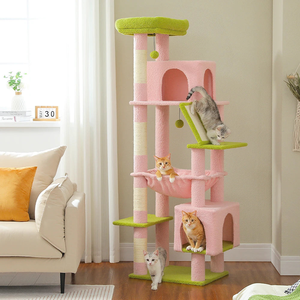 Large Cat Tree Tower Home Furniture Cat Tower Pets Hammock Sisal Cat Scratching Post Climbing Frame Spacious Perch