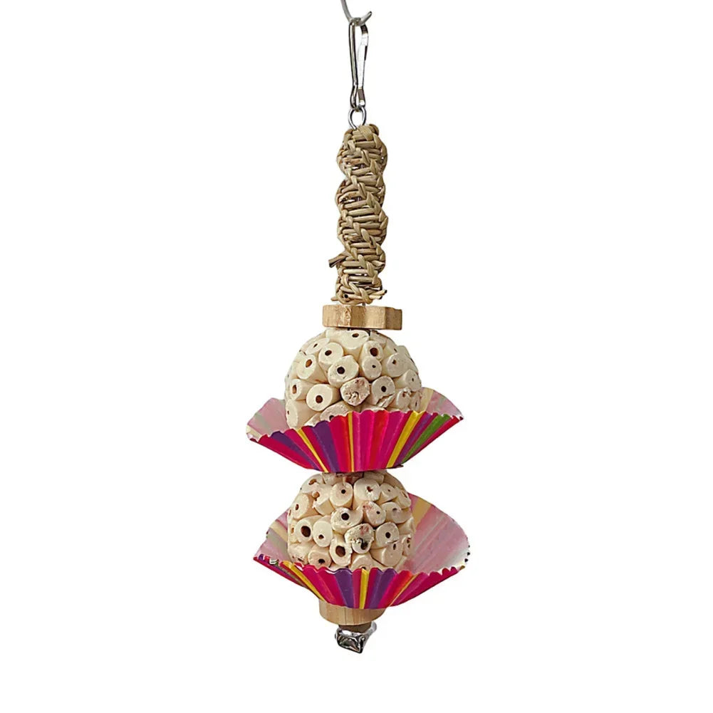 Parrots Supplies Bird Toys With Bell Natural Wooden Blocks Teething Chew Gift Chew Toy Parrot Toys For Parakeets Cockatiels Bird