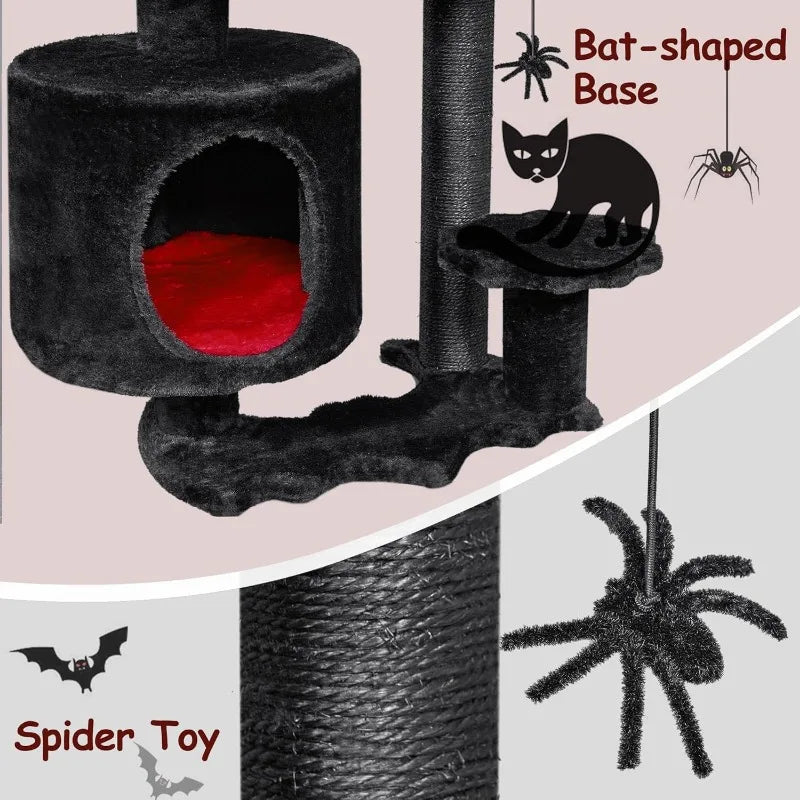 Gothic Cat Tree with Coffin Bed Goth Cat Tower Coffin Cat Tree Condo with Scratching Post