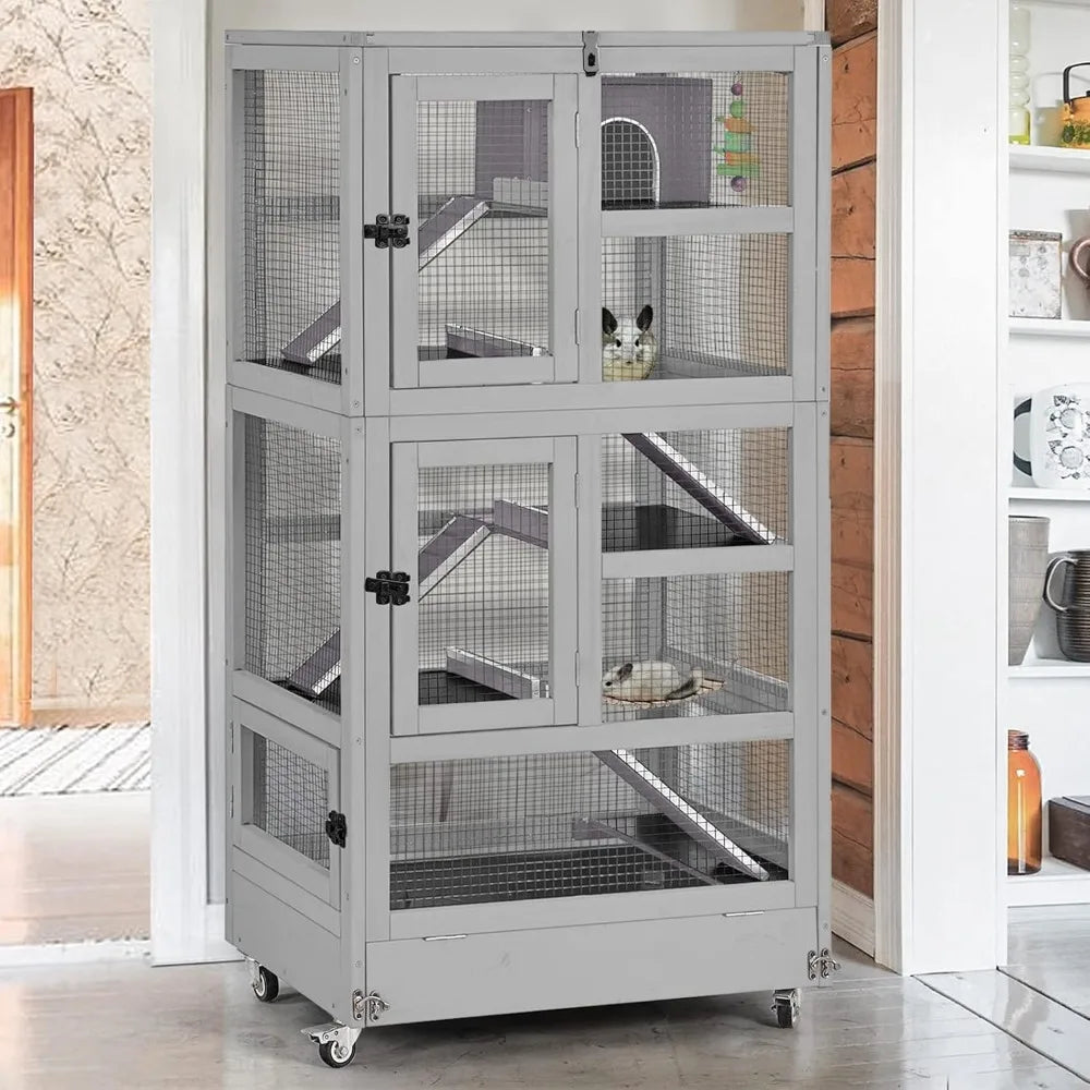 Large Critter Nation Cage for Chinchillas, Ferrets, Rats, Squirrels & Chameleons | Anti-Chew Design, Movable for Small Animals