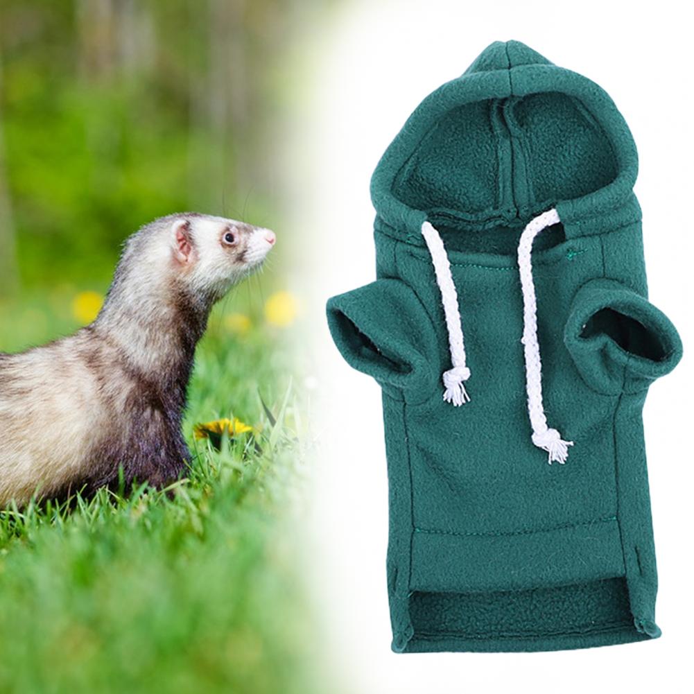 Cute Ferret Hoodie Solid Color Drawstring Hooded Sweatshirt Thick Fluffy Pet Hoodie Foreleg Elastic Hamster Guinea Pig Clothes