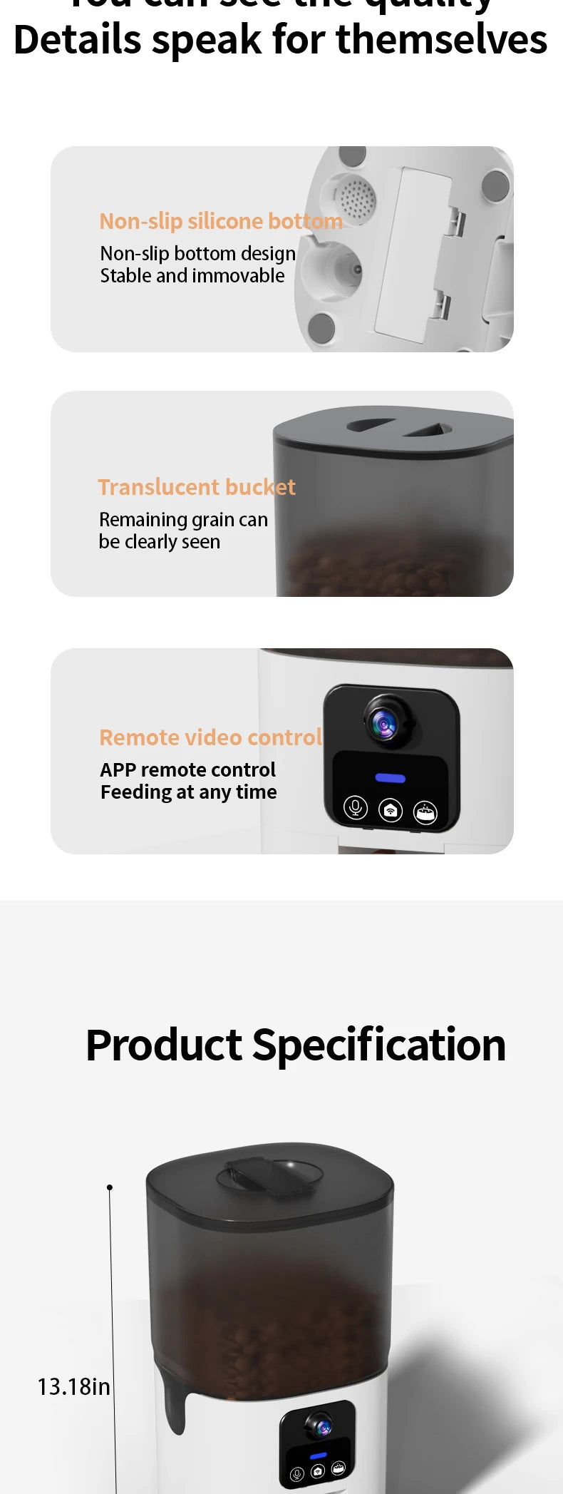 Cat automatic feeder visual cat food dog food WiFi intelligent timed quantitative pet food dispenser 6L video model cat