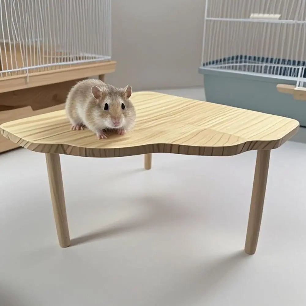 Wooden Hamster Platform Jumping Board Playground Small Pets Playing Stand Funny Fanshaped Table Hamster Climbing Toy