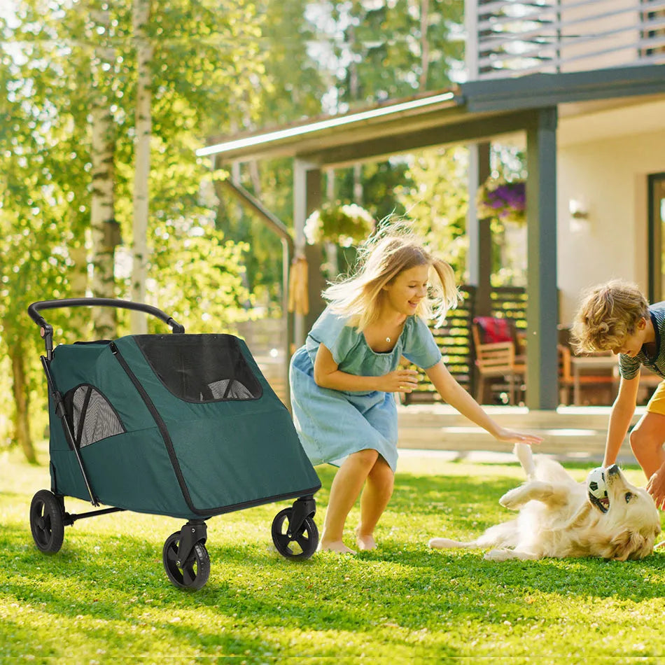 Medium or larger Pet Stroller 4-Wheel Travel Stroller Jogger for Cat Pet Supplies Outdoor
