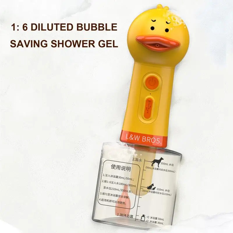 Yellow Duck Pet Cleaning Machine Type-C Charging Automatic Soap Dispenser Bathing Electric Foam Machine Pet Accessories
