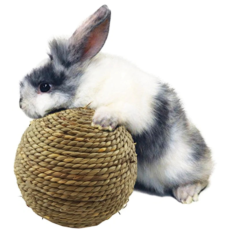 4PCS Pet Chew Toy Natural Grass Ball For Rabbit Hamster Guinea Pig For Tooth Cleaning Supplies Interactive Small Pet Toys
