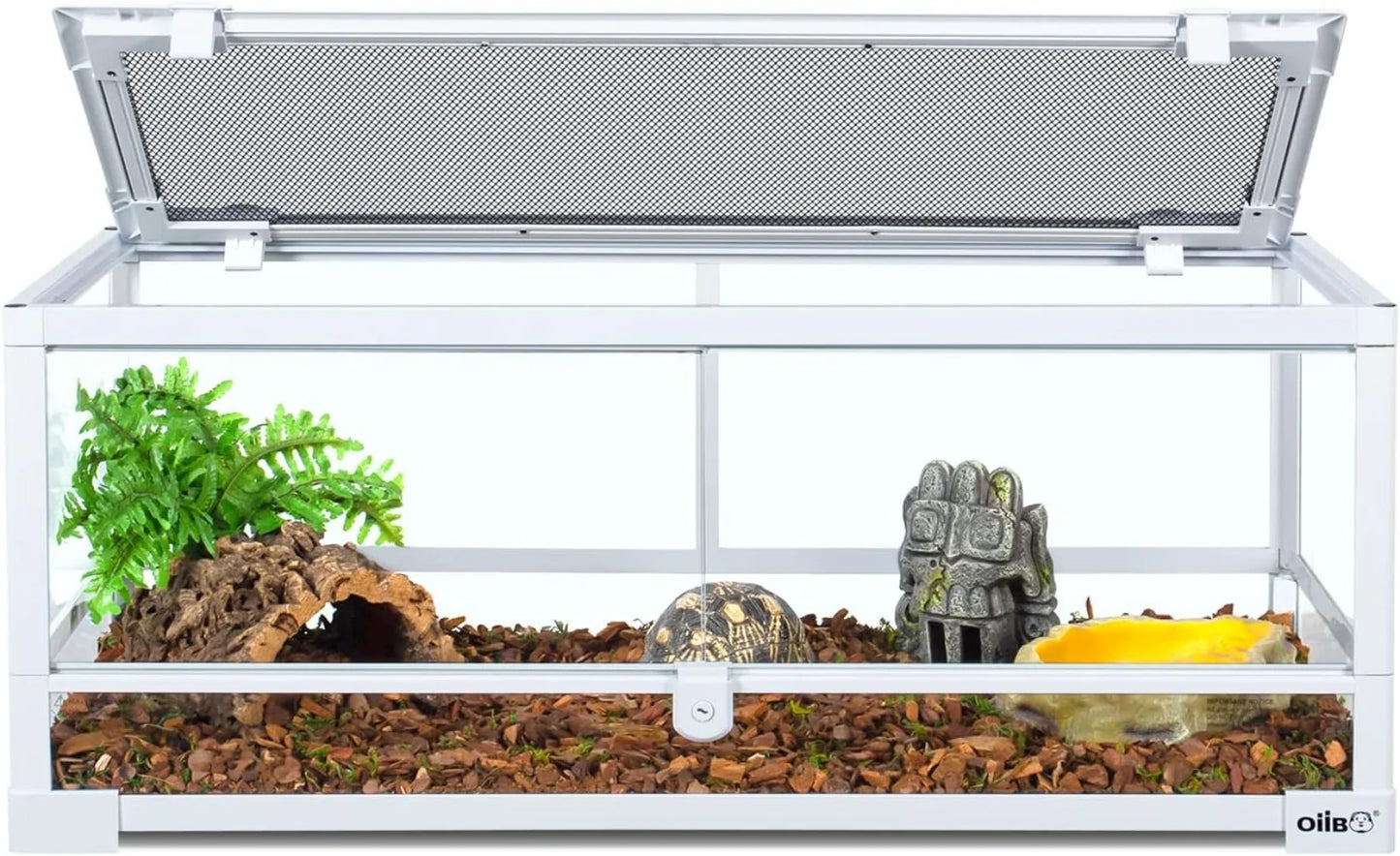 Full Glass Long Tank Reptile Terrarium 20 Gallon Front Opening Terrarium 30" x 12"x 12" for Reptile Pets Gecko Lizard Snake