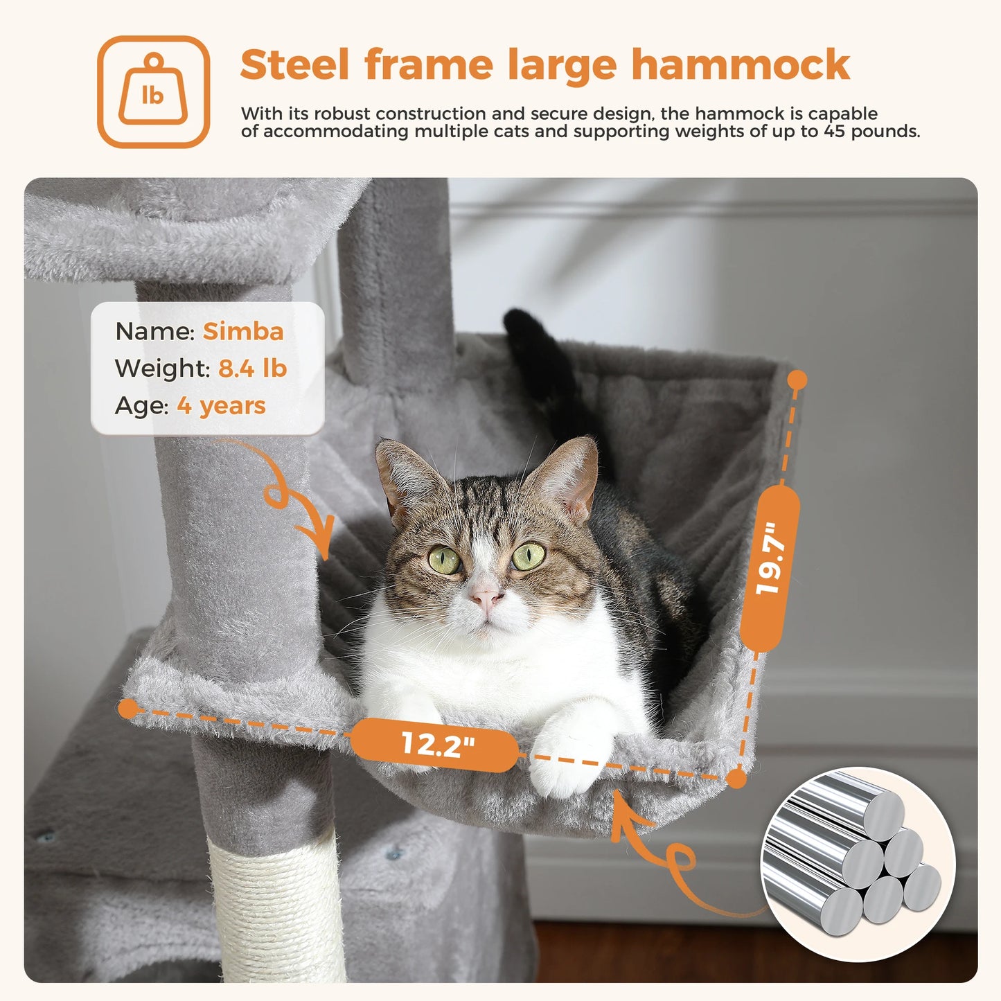 Large Cat Tree Tall Cat Tower for Indoor Cats Multi-Level Plush Cat Condo with Scratching Posts Scratching Posts Perches Caves