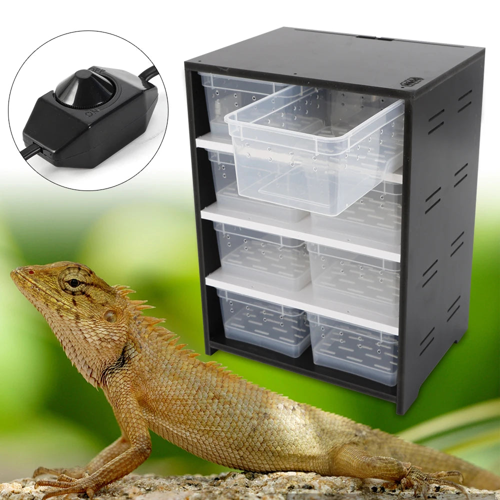 8 Layers Acrylic Pets Feeding Cabinet, 220V High Capacity Transparent Winter Breeding Box with Thermometer & Hygrometer