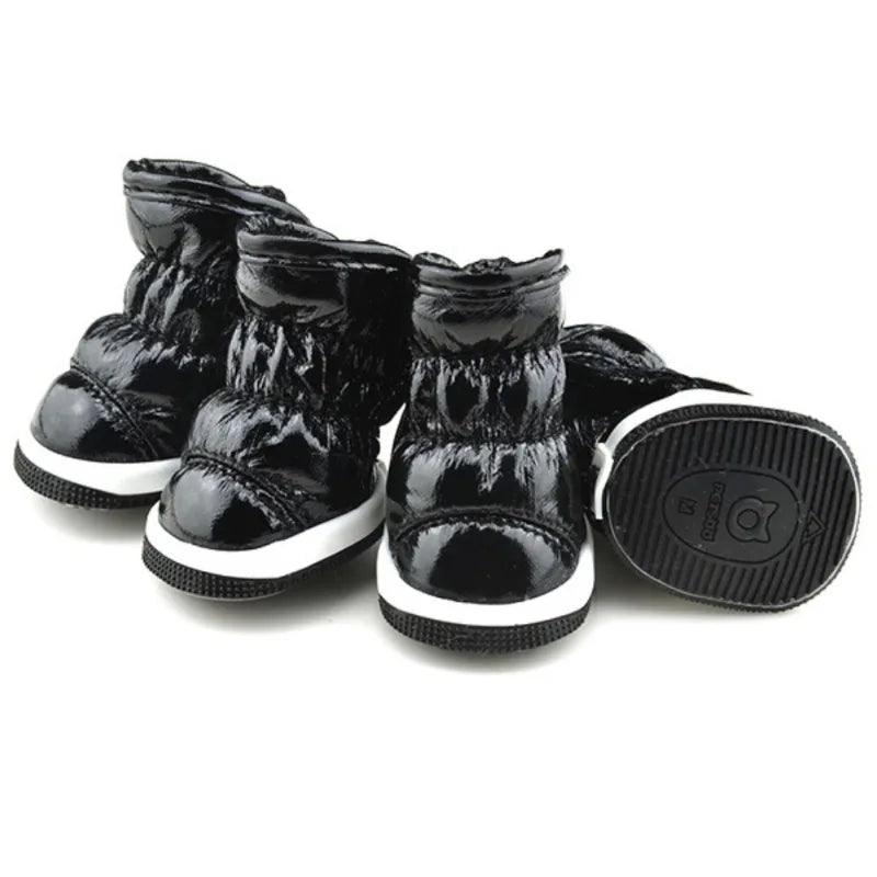 4pcs/sets Winter Dog Shoes Warm Fleece Puppy Pet Shoes Waterproof Dog Snow Boots For Small Dogs Chihuahua Yorkie Teddy Shoes