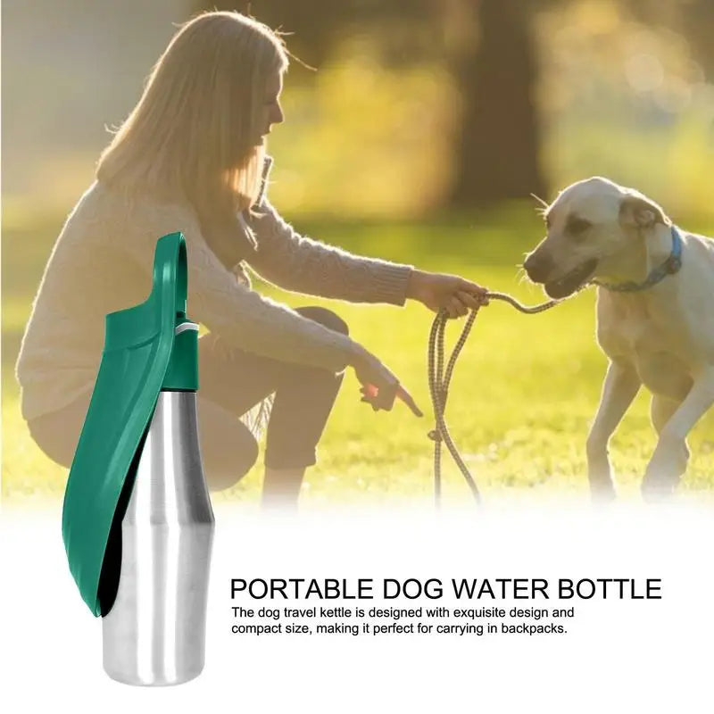 Dog Water Bottle 27oz Stainless Steel Travel Water Dispenser Travel Camping 2 In 1 Dog Water Bowl