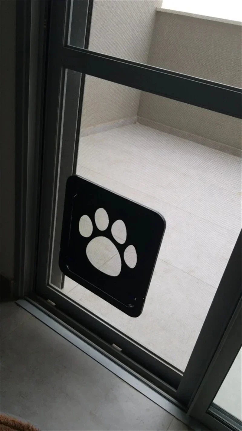 4-Way Lockable Plastic Pet Big Dog Cat Door for Screen Window Safety Flap Gates Pet Tunnel Dog Fence Free Access Door for Home