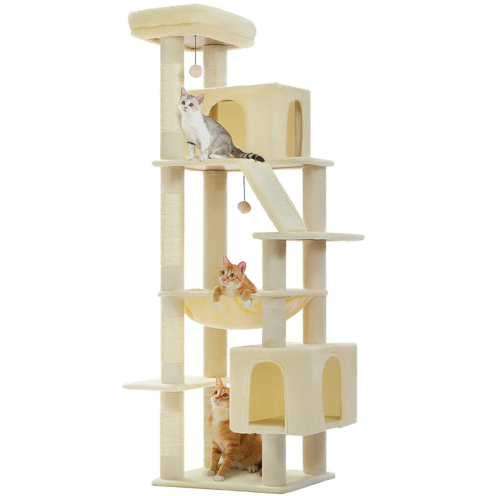 Large Cat Tree Tower Home Furniture Cat Tower Pets Hammock Sisal Cat Scratching Post Climbing Frame Spacious Perch
