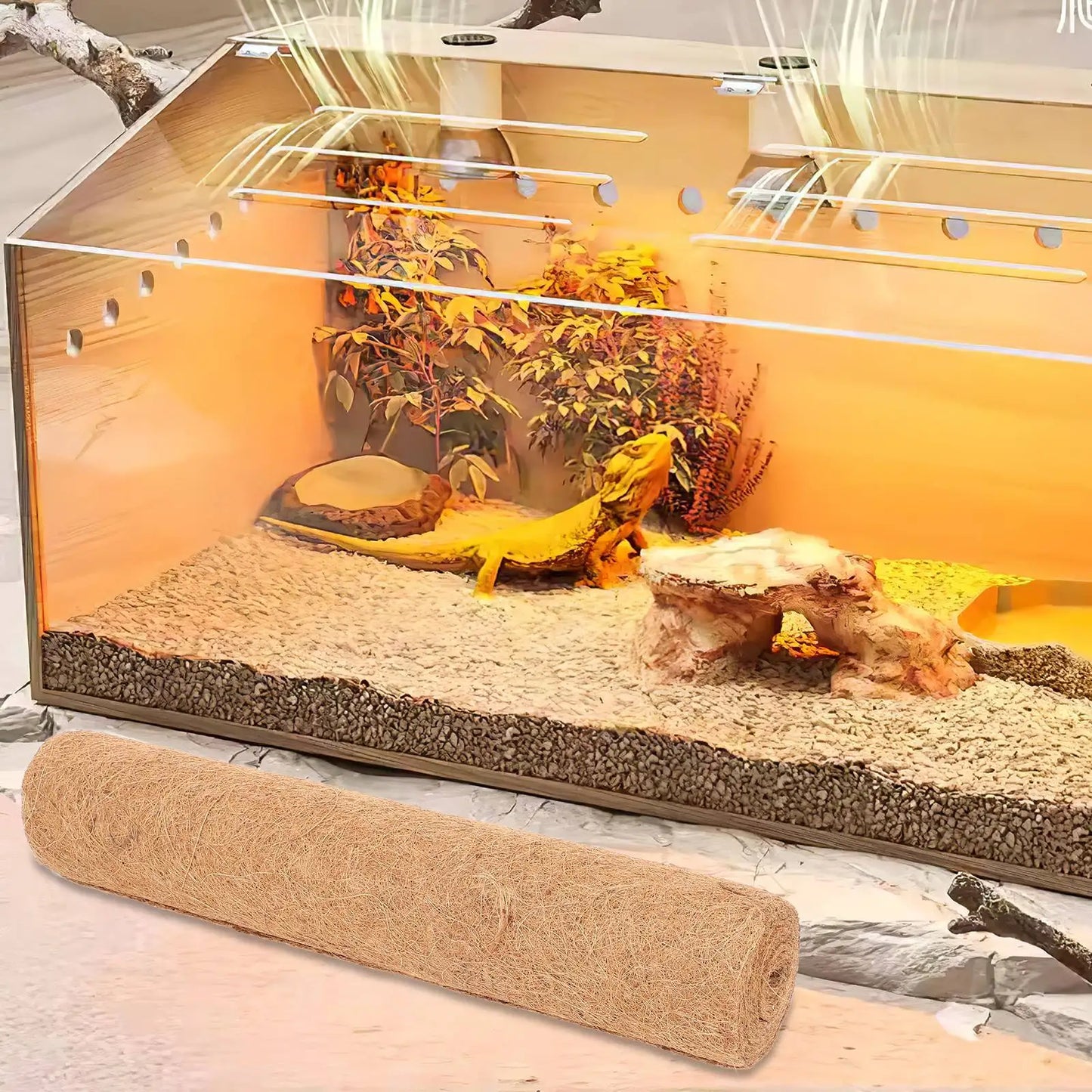 Coconut Fiber Mat Reptile Pet Carpet Tortoise Insect Carpet Mat Bedding Substrate Pad Durable Easy Clean Natural