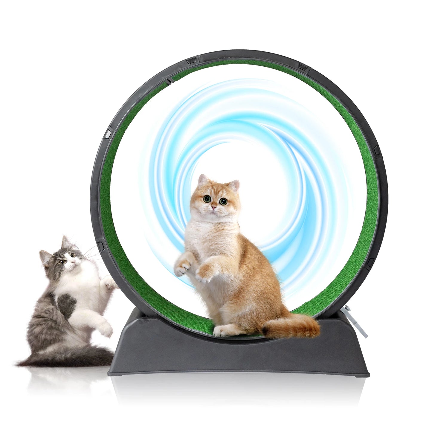 Cat Treadmill Wheel Exerciser with Carpeted Runway, Plastic Cat Running Wheel for Cats Daily Exercise and Weight Loss, Black