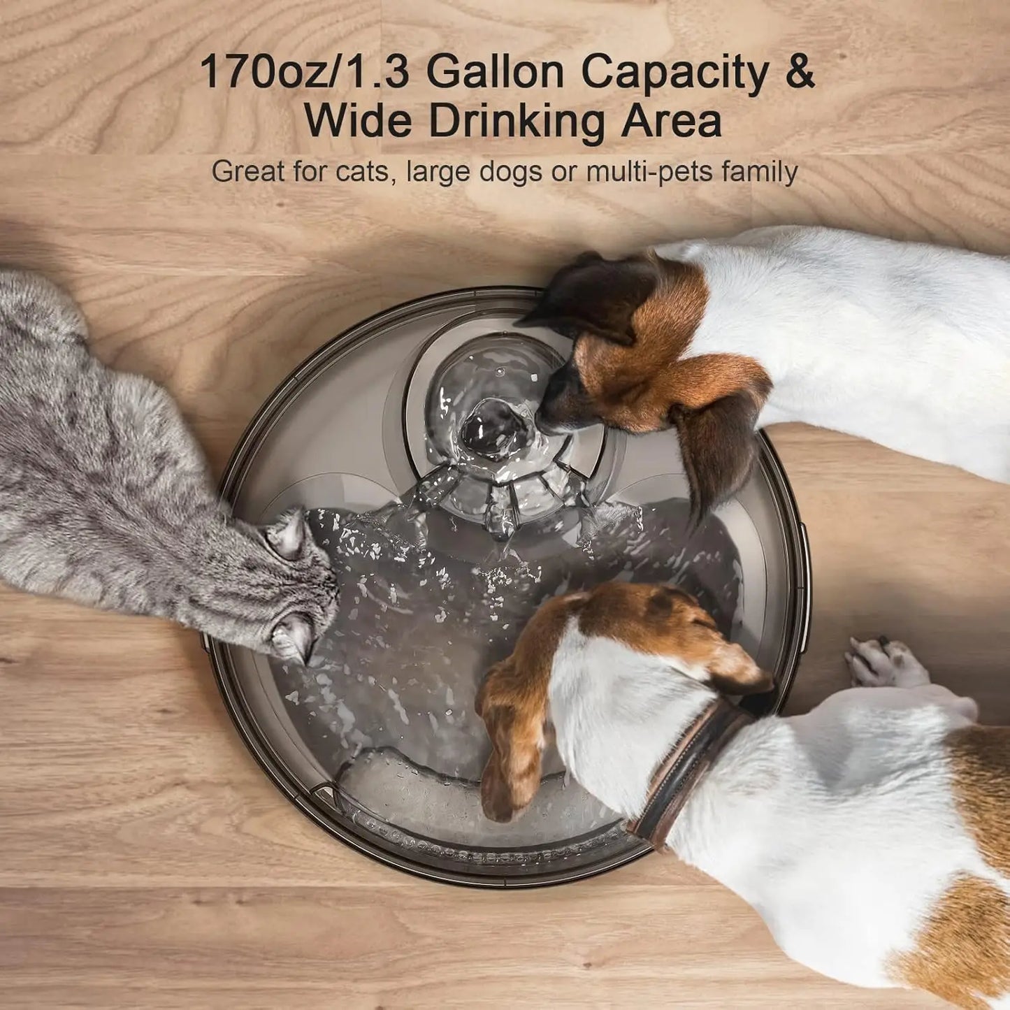 Dog Water Fountain, 170oz/1.3Gallon/5L Large Automatic Pet Water Dispenser Dog Water Bowl for Cat, Dogs, Multiple Pets