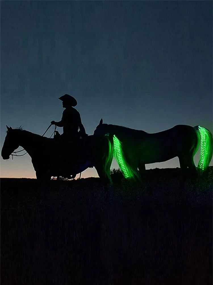 100 CM Long Rechargeable LED Horse Riding Tails Decoration Luminous Tubes Horses Riding Equestrian Saddle Halters Horse Care Product Safe night riding