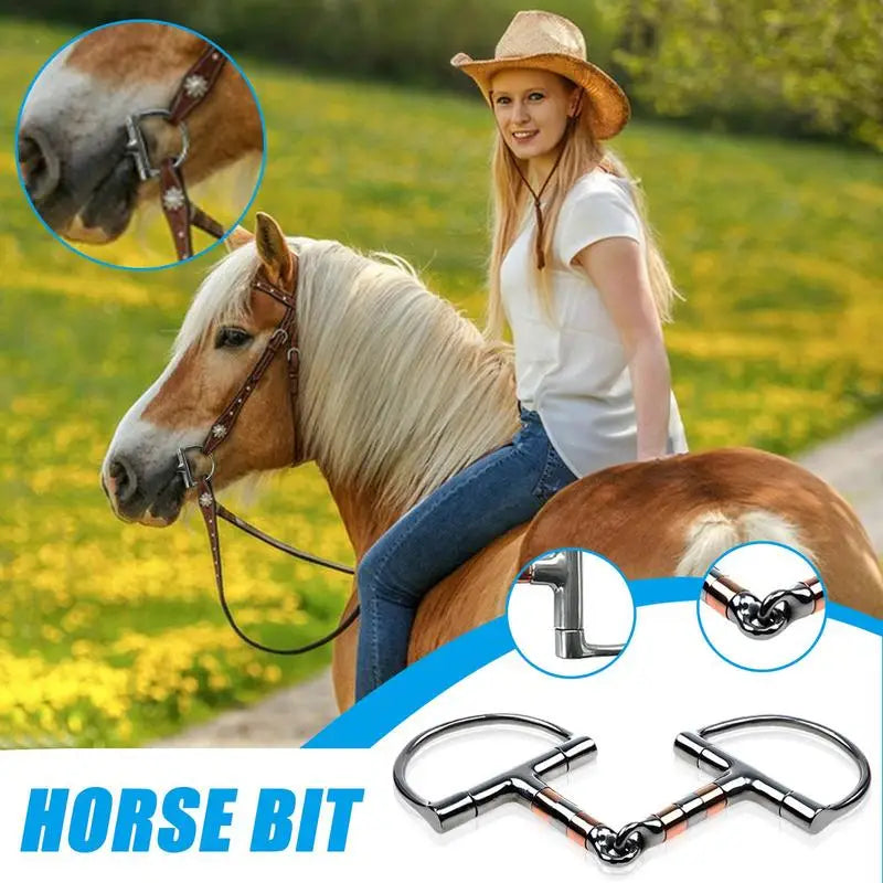 Horse Snaffle Bit D Ring Mouth Bit Roller With Copper Single Joint Horse Bit D-Ring Snaffle Bits For Equestrian Supplies